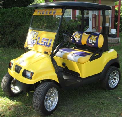 48V Custom NCAA LSU Tigers Club Car Precedent Lifted Electric Golf Cart ...