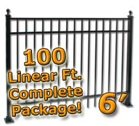100 ft Complete Elegant Residential Aluminum 6' High Fencing Package
