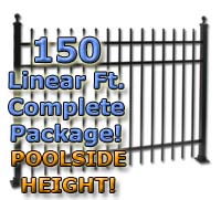 150 ft Complete Spear Top Residential Aluminum 6' High Fencing Package