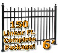 150 ft Complete Staggered Pickets Residential Aluminum 6' High Fencing Package