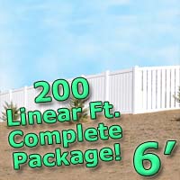 200 ft Complete Solid PVC Vinyl Semi-Privacy 6' Wide Fencing Package
