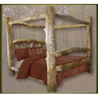 Brand New Custom Rustic Furniture Aspen Log Canopy Bed