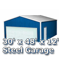30' x 48' x 12' Steel Metal Enclosed Building Garage