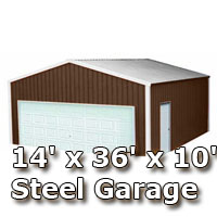14' x 36' x 10' Steel Metal Enclosed Building Garage