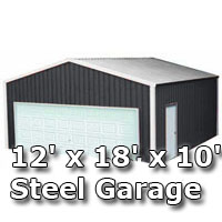 12' x 18' x 10' Steel Metal Enclosed Building Garage