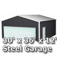 30' x 36' x 12' Steel Metal Enclosed Building Garage