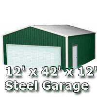12' x 42' x 12' Steel Metal Enclosed Building Garage