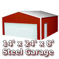 14' x 24' x 8' Steel Metal Enclosed Building Garage