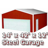 14' x 42' x 12' Steel Metal Enclosed Building Garage
