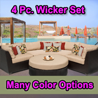 Beach 4 Piece Outdoor Wicker Patio Furniture Set