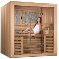 4-6 Person Sauna Traditional Steam Cedar, Bergen Luxury Edition - Built in FM Radio and Bluetooth Connection
