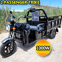 Electric Powered Cargo Truck 1000 Watt Motorized Scooter Moped Truck 3 Wheel Trike Bicycle Scooter - Black