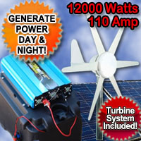 Solar Power Generator 12000 Watt 110 Amp With Wind Turbine System