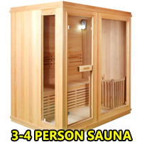 New Traditional Sauna 3 - 4 Person Canadian Hemlock Indoor Wet Dry Steam Sauna