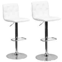 2 White Swivel Leather Modern Adjustable Hydraulic Bar stools