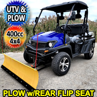 400cc GVX Gas Golf Cart UTV 4x4 With Rear Flip Seat & Plow Street Legal Light Package All Wheel Drive