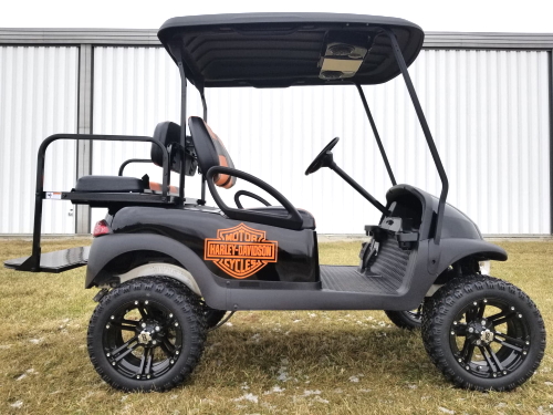 Club Car DS Electric Custom Harley Real Fire Golf Cart