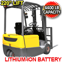 3 Wheels Lithium-ion Battery Forklift 4400lbs Cap. 220" Lifting - A-4002