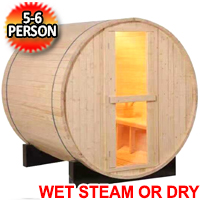 5-6 Person Pine Wood Outdoor Barrel Sauna