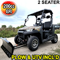 Crossfire Gas Golf Cart EFI UTV 200cc 2 Seater Utility Vehicle With Plow- CROSSFIRE 200 EFI With Plow - Tree Camo