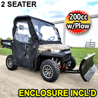 Crossfire UTV 200cc 2 Seater Utility Vehicle With Snow Plow - CROSSFIRE 200 EFI With Plow & Enclosure