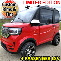 LE Coco Coupe Red Electric Golf Car Small LSV Low Speed Vehicle Golf Cart 4 Seater 60v Scooter Car - RED