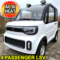 Four Passenger Electric Golf Car Small LSV Low Speed Vehicle Golf Cart 4 Seater 60v Coco Coupe With AC & Heat - White