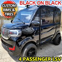 LE Coco Coupe Blackout Electric Golf Car Small LSV Low Speed Vehicle Golf Cart 4 Seater 60v Scooter Car - Black on Black