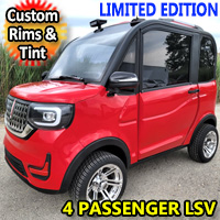 LE Coco Coupe Red Electric Golf Car Small LSV Low Speed Vehicle Golf Cart 4 Seater 60v Scooter Car - RED W/ CHROME RIMS