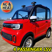 Four Passenger Red Electric Golf Car Small LSV Low Speed Vehicle Golf Cart 4 Seater 60v Coco Coupe Scooter Car With AC & Heat