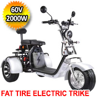 2000W Electric 3 Wheel Fat Tire Scooter Trike Harley Chopper Style