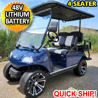 Evolution 48v Lithium Electric Golf Cart Four Seater - Custom Rims & Flip Seat - Optionally Fully Loaded