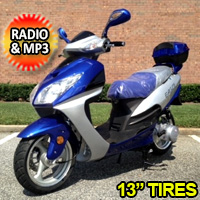 150cc Eagle Scooter 4 Stroke Air Cooled Moped With Radio & MP3 Connection - Eagle 150cc Not 50cc - BLUE