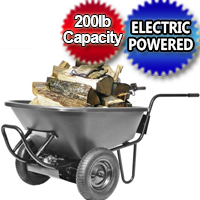 Light Duty Electric Powered Motorized Wheelbarrow - 6cu Feet- 200lb Capacity