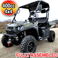 400cc T-BOSS 410 Hunting Gas Golf Cart UTV Utility Vehicle 2 Seater 25.5HP 2WD/4WD With Dump Bed - GREEN