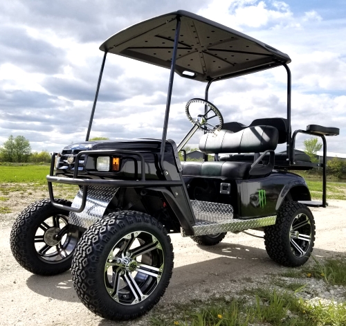 Ez Go 36v TXT Electric Golf Cart Four Seater Lifted And Loaded
