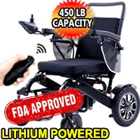 Electric Folding Wheelchair With Optional Remote Control Motorized & Lithium Battery Powered - Lightweight Aluminum Alloy Frame - Move It 9000 - Black