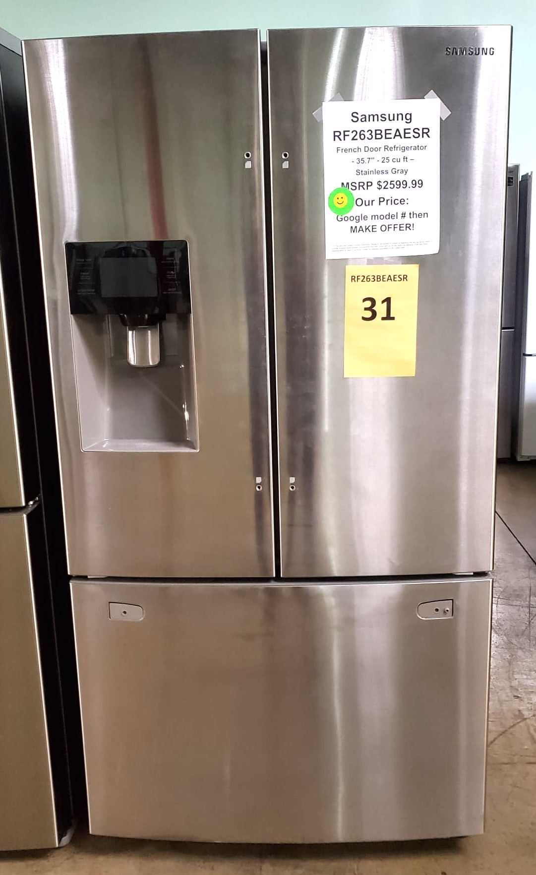 Samsung RF263BEAESR Refrigerator 24.6 cu. ft. French Door Refrigerator ...