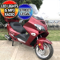 250cc Ranger Street Legal Moped Scooter With LED Lights & MP3 Radio - Ranger 250cc