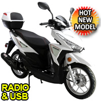 150cc 4 Stroke Single Cylinder Moped Scooter with Radio USB & LED Light - SPARK 150CC