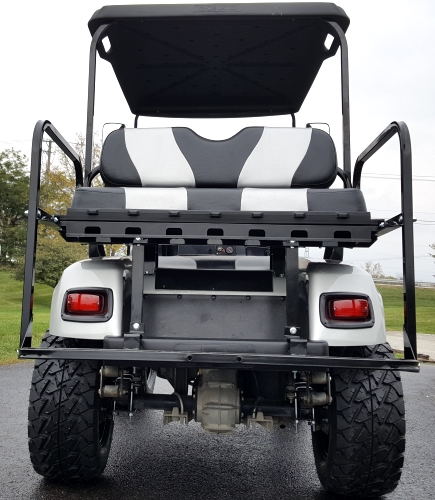 EZ GO TXT Gas Golf Cart Lifted w/ Rear Flip, Custom Rims & Tires - Silver