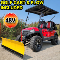 Terminator 48v Electric Golf Cart Four Seater NEW W/PLOW - Massive Rims/Tires & Optionally Fully Loaded