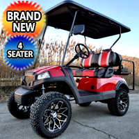 Terminator 48v Electric Golf Cart Four Seater BRAND NEW - Massive Rims/Tires Flip Seat & Optionally Fully Loaded - Red Body/Red Seats