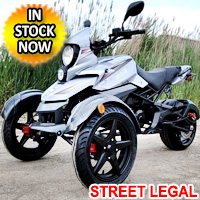 200cc Tryker Trike Scooter Gas Moped Fully Automatic with Reverse - JassCol 200 Trike - Gray