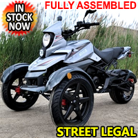 200cc Tryker Trike Scooter Gas Moped Fully Automatic with Reverse - JassCol 200 Trike - Gray