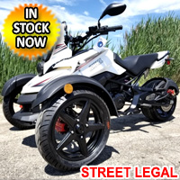 200cc Tryker Trike Scooter Gas Moped Fully Automatic with Reverse - JassCol 200 Trike - White