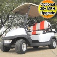 White 48v Club Car Precedent Golf Cart w/ Custom Orange & White Seats