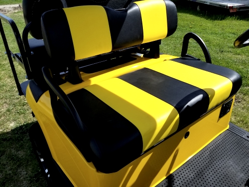 EZGO 48 Volt Rxv Custom Yellow Golf Cart 2 Tone Seats & 6