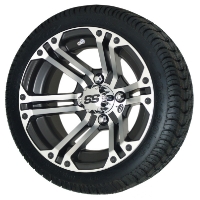 4 Brand New 205x30-12 Ultra GT Tires on 12x7 SS212 Alloy MF 4/4 2+5 Golf Cart Wheels