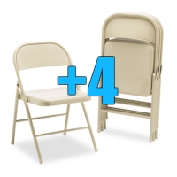 High Quality Package of 4 Heavy Duty Light Beige Metal Folding Chairs